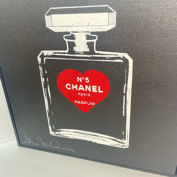 ‘I Love Chanel’ NO.5 Art Giclee Canvas Print Signed Shane Bowden Red Glitter 20” - Picture 15 of 16